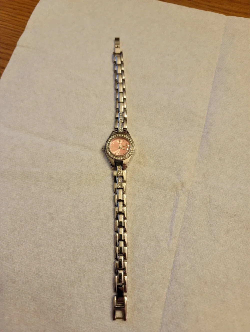 Women's Quartz Watch with Pink Dial and Crystal Accents